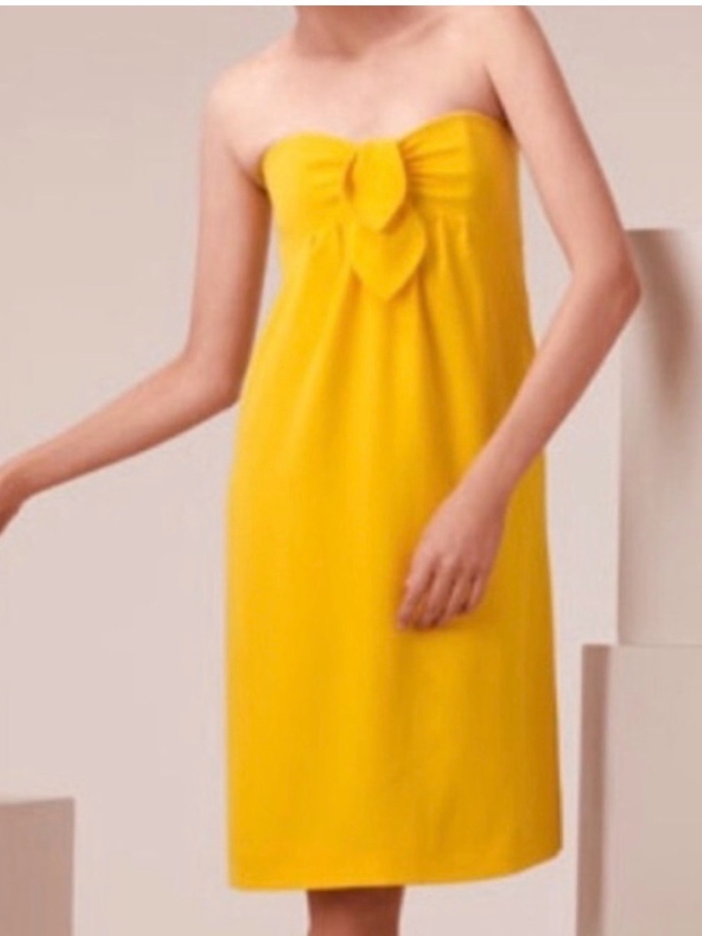 Tory Burch Strapless Sunny Yellow Bow Dress
